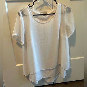 dana buchman white layered blouse medium